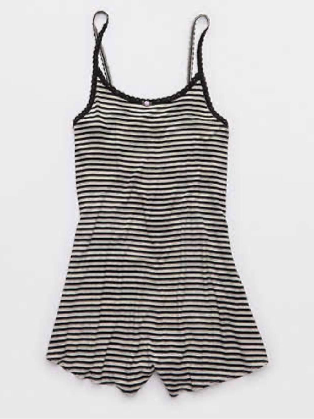 Aerie grey and black Striped Ribbed Spaghetti Romper